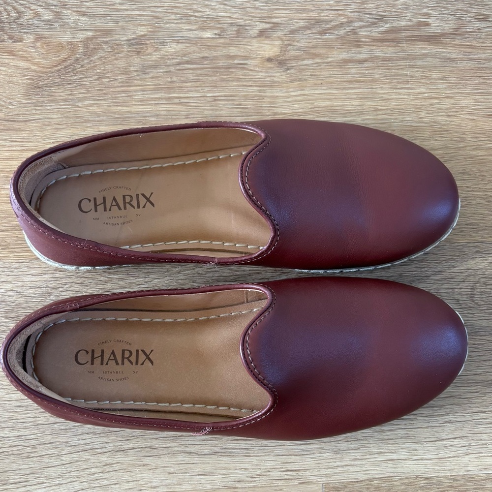 Charix Bordeaux Leather Slip On Shoes Size 40 - Picture 2 of 7